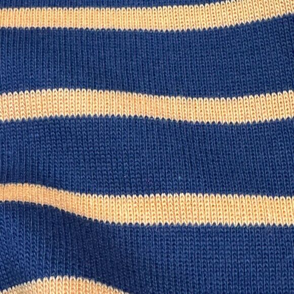 L.L Bean Women Top XL navy Blue Orange Stripe Preppy Nautical Ribbed Cotton Shir - Picture 5 of 6